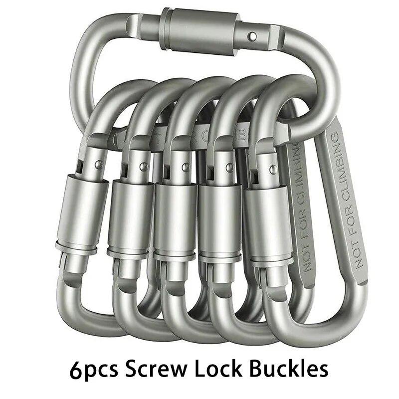 

Набор из 6 карабинов для ключей, кемпинга, выживания, EDC, для улицы, клипса-брелок, сплав алюминия, тактический карабин-крюк, карабин