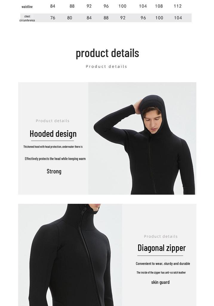 Herren 3mm Neopren Ganzkörper-Neoprenanzug, Rückenreißverschluss, Warm für Schnorcheln & Wintertauchen