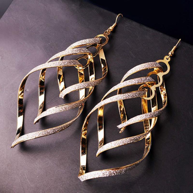 Women's Vintage Alloy Dull Polish Spiral Multi-layer Big Cross Drop Dangle Eardrop Earrings