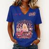 Women's Trendy Casual V-Neck Short Sleeve Letter Print Pullover Top for Everyday Wear