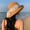 Adjustable Flower Fisherman Cap Large Brim Wide Brim Sun Hat Fashion Lace Bowknot Straw Hat  Summer
