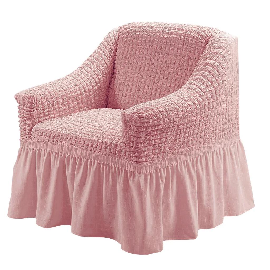 Einsitzer-Sofa Seater Seersucker Überwurf mit Rock Universeller Stretch-Sofa-Couch-Überwurf Leicht passender Möbelschutz