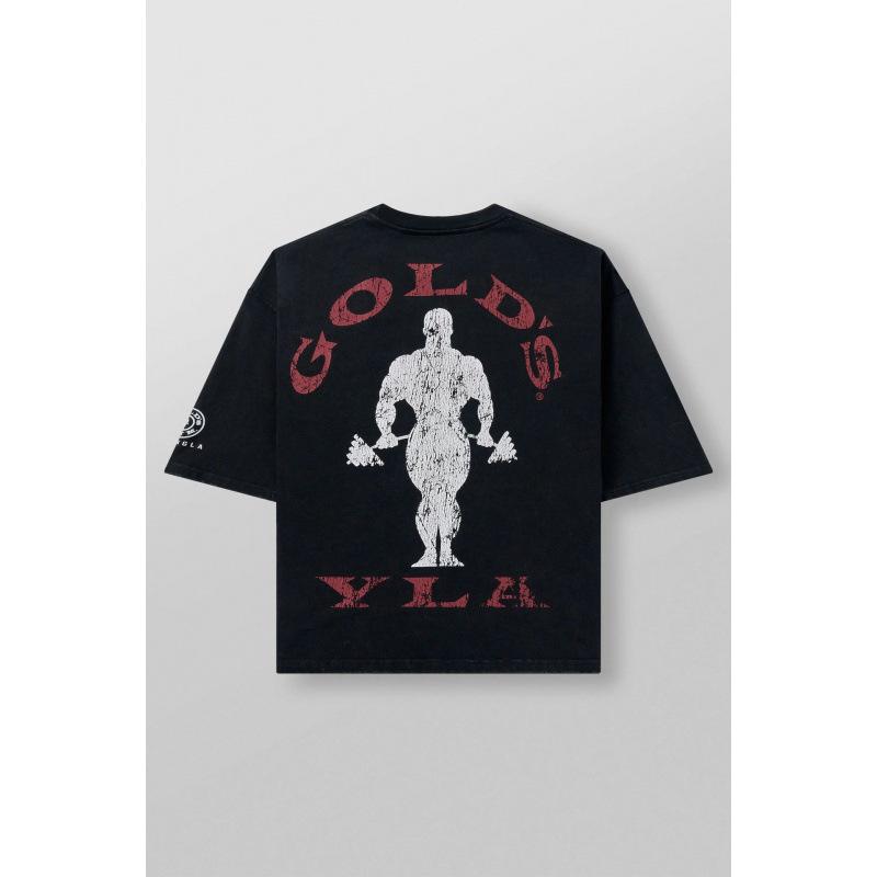 YoungLA x Gold's Herren Übergröße Baumwolle Kurzarm Jogger Fitness T-Shirt