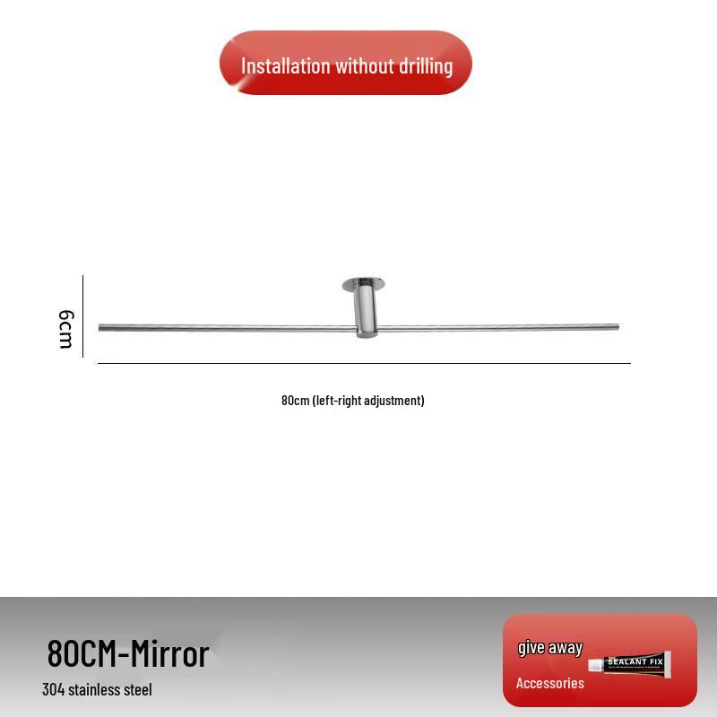 Youlitte 304 Stainless Steel Punch-Free Bathroom Towel Bar 80cm