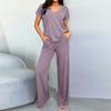 Women's Knit Loungewear Two-Piece Set with Pockets for Casual Home Wear