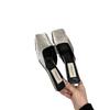 French Temperament Bag Head Half Slippers Women's Spring and Summer 2025 New Square Head Silver Fashion Evening High-heeled Women's Slippers