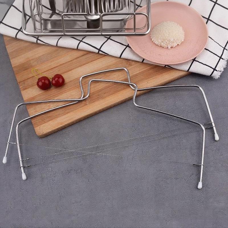 Cake Slicer Wire Cutter and Stainless Steel Cake Cutter Wire Cake Knives Slicers Soft Hard Cake Cutting Tools Quickly Cuts Hard