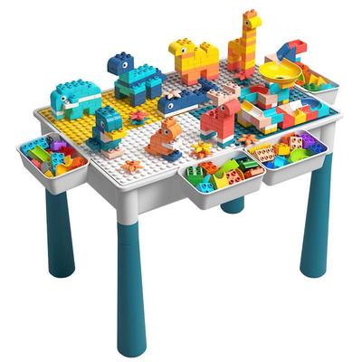 Educational Toy Children Building Blocks Table Desk Multifunctional Large Granules Assembly Bricks With Storage Box And Chair Gift For Kid