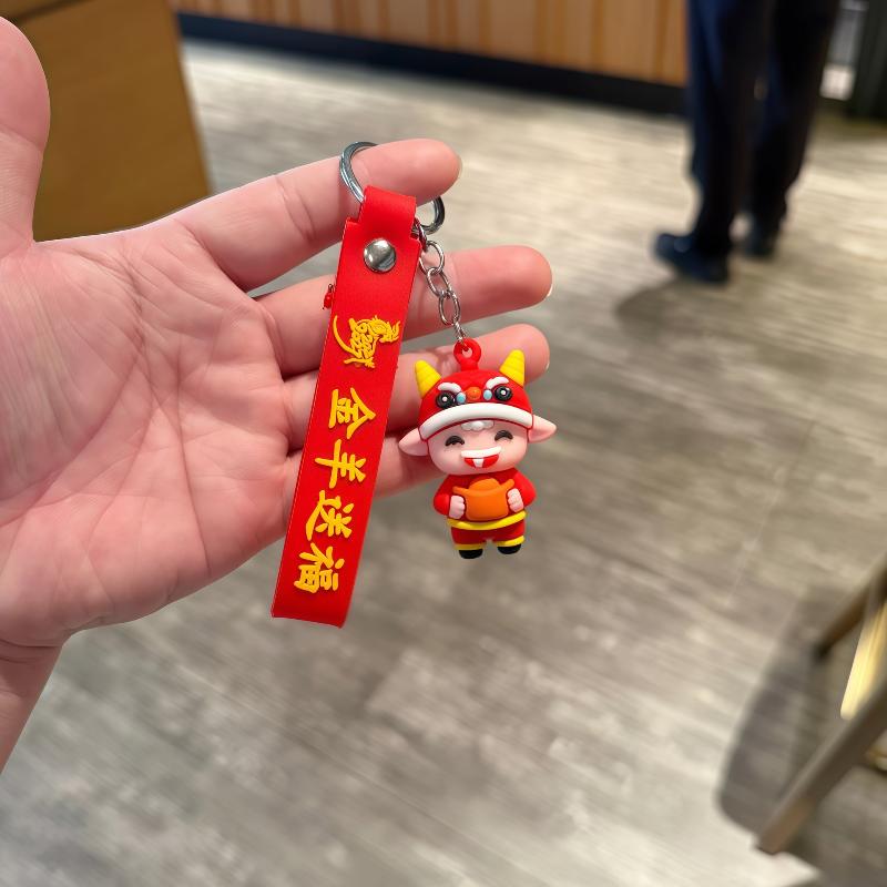 Spring Festival Goat Keychain Adorable Lion Hat Design Backpack Pendant for Colleague Holiday Gifts