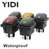 16A 250VAC KCD4-201 Waterproof Rocker Switch 12V 220V Red Green Blue Yellow Light Illuminated DPST Switch 4pins On Off