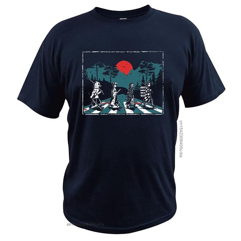 Demon Slayer T-Shirt Parody Abbey Road Tanjiro Nezuko Zenitsu Inosuke Japanese Manga Series Summer Digital Print T Shirt