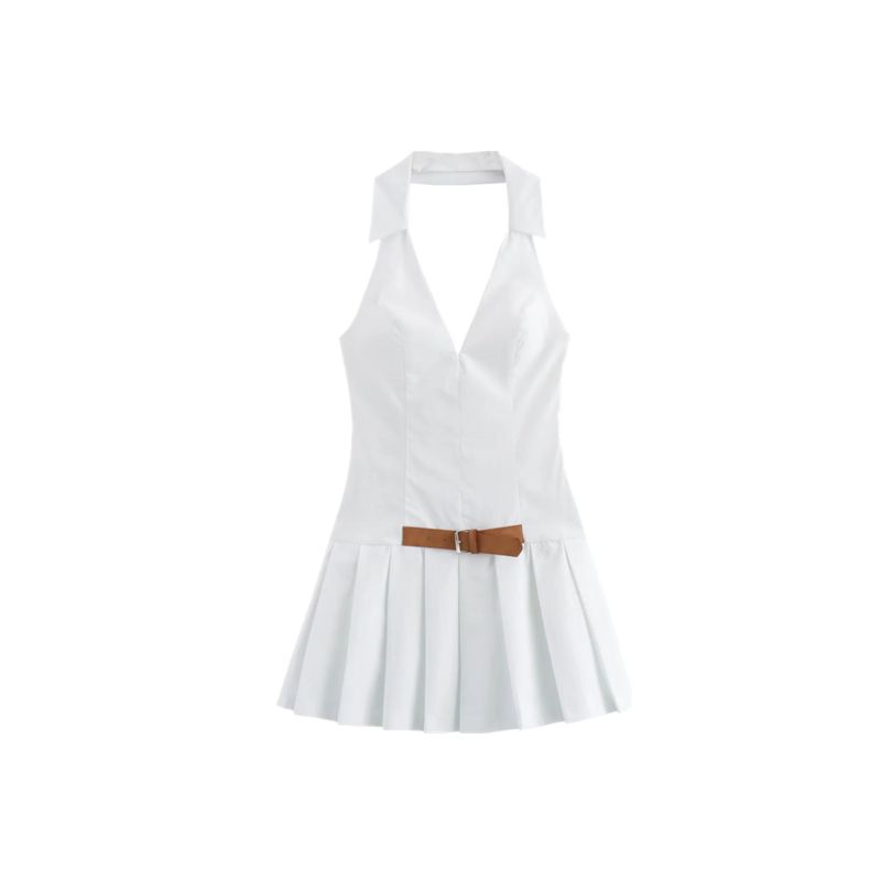 

Fashion Style 2024 Autumn New Women s Clothing Stylish Easiest for Match V-neck Halter Dress Short Skirt 8342201 White L