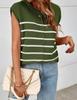 New Women's Striped Knit Sweater Vest Sleeveless Pullover Patchwork Casual Top