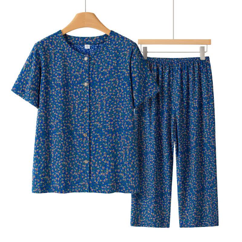 Elderly Women's Loose Summer Two-Piece Set