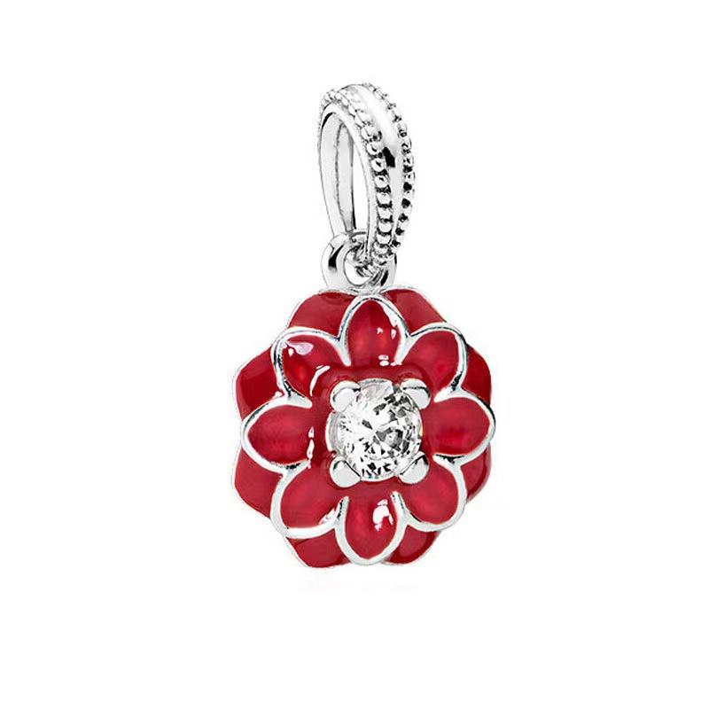 Sparking Heart Flower Clip Charm Beads Pendant Fit Original Snake Silver Bracelet Necklace Beads For Diy Jewelry Women Gift