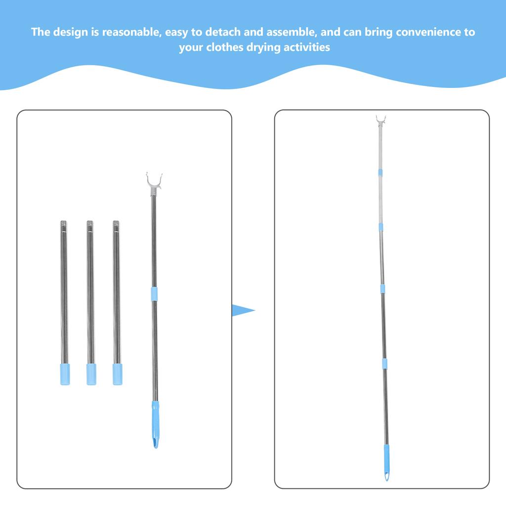 Clothes Rail Detachable Clothesline Rod Telescoping Prop Heavy Duty Pole Reach Poles Coat Stick Hangers Wardrobe Telescopic