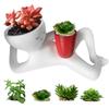 Lazy Guy Succulent Pots W/ Drainage Hole Resin Lazy Little Character Flowerpot Cute Smily Face Planter Pot for Home Garden Decor