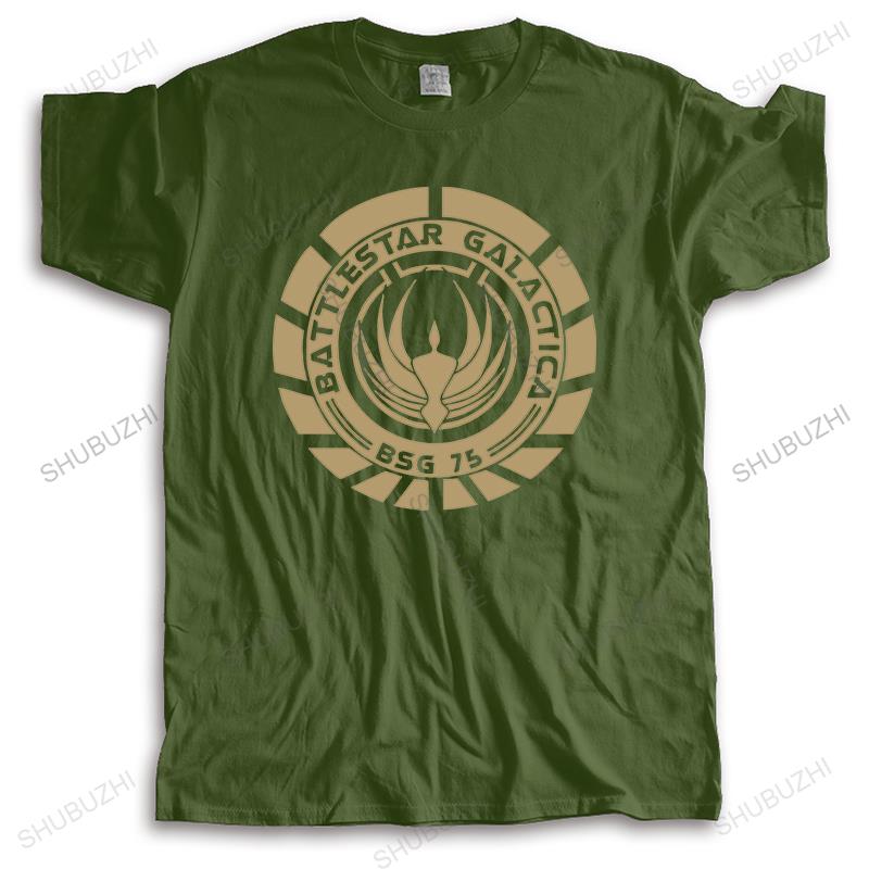 

Мужские свободные топы, летние хлопковые черные забавные футболки Battlestar Galactica BSG 75 SciFi, новые мужские повседневные футболки из хлопка, прямые поставки XXXXXL армия зеленый