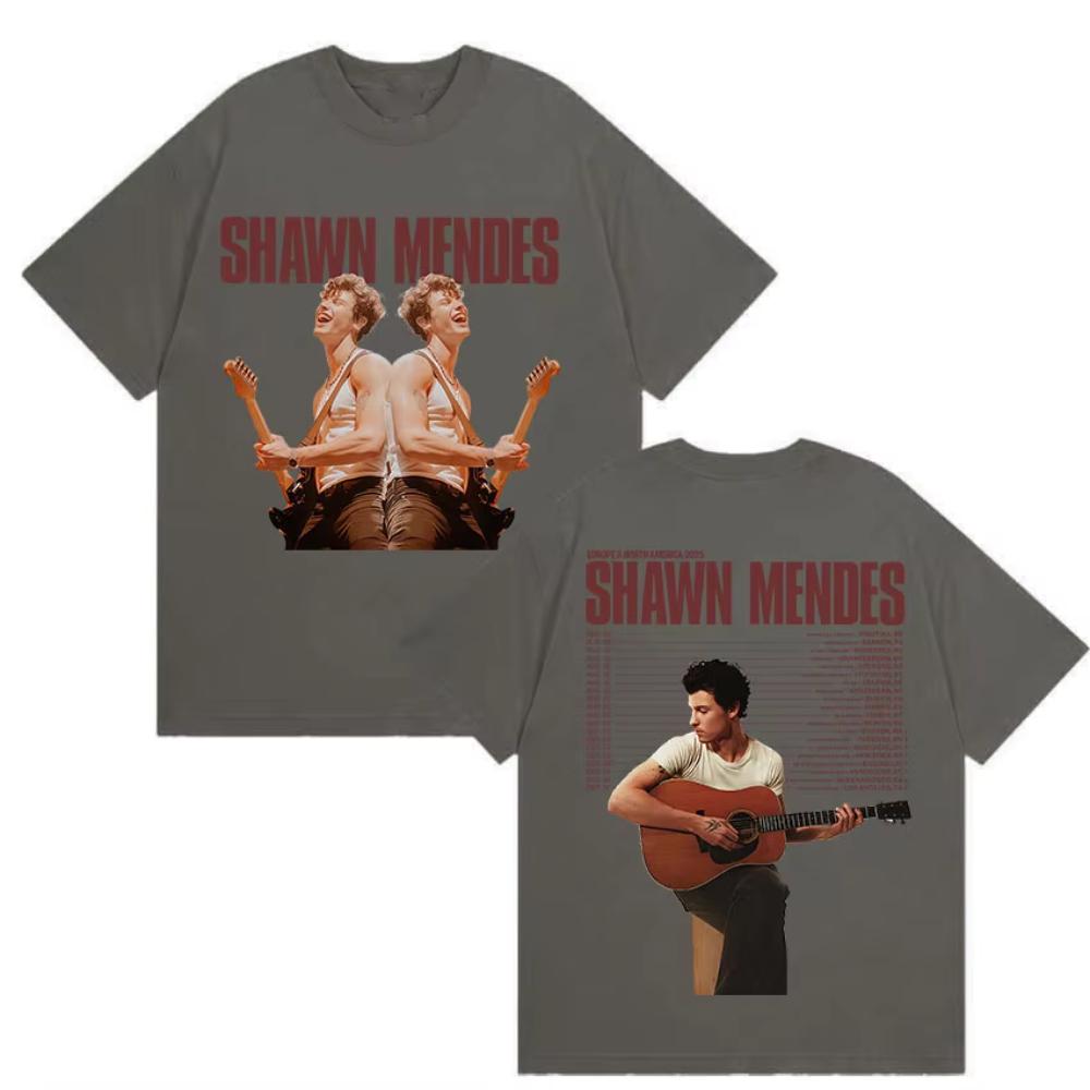 

Певец Шон Мендес Поп-музыка 2025 Мерч Футболка Мужская Женская Харадзюку Ретро Оверсайз Женские Футболки Повседневные Хлопковые Топы Футболка 4XL