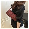 Double Pockets Women's Armpit Bag Vintage Zipper Handbag Trendy Pu Leather Shoulder Bag  Female