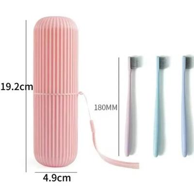 Travel Toothbrush Storage Box Vertical Stripe Portable Mouthwash Cup Brushing Cup Toothware Box Toothpaste Storage Cartridge