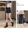 High-Waisted Leather Shorts for Women - 2026 New Style A-Line Slim Fit PU Wide-Leg Bootcut (Autumn/Winter) In Black