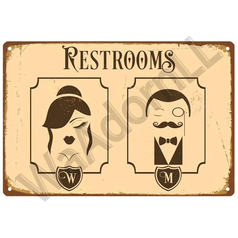 Plakát plechová cedulka WC WC Plakáty Vintage Nástěnné Plakáty Plechová cedule Dekorativní talíř Kuchyně Plakát Kovové Vintage dekorace Příslušenství