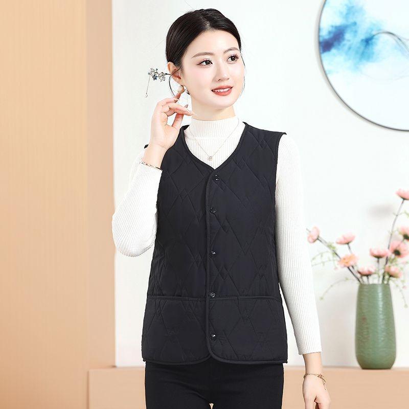 Premium Quilted Vest Button Model, Autumn and Winter Windproof, Cold and Warm Vest Women's Wear Casual Sports