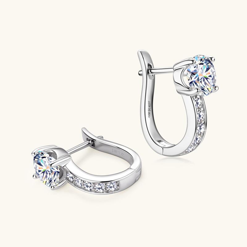 Silvere Glam New fashionable, simple and high-end moissanite earrings from Japan and South Korea, with slightly set pure silver cool ear buckles
