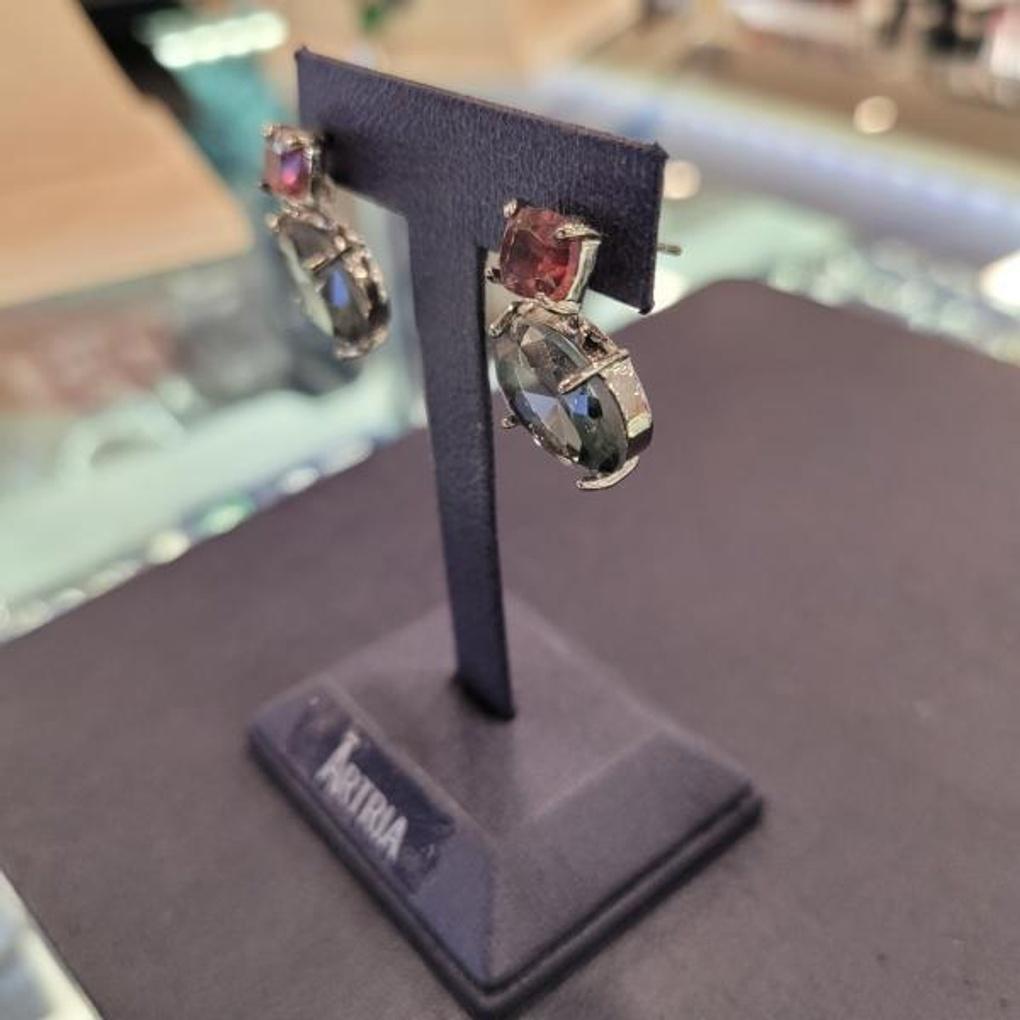 ARTRIA Quadrat Kreis Glas Tropfen Kristall Ohrringe CHAERCR0005MBF