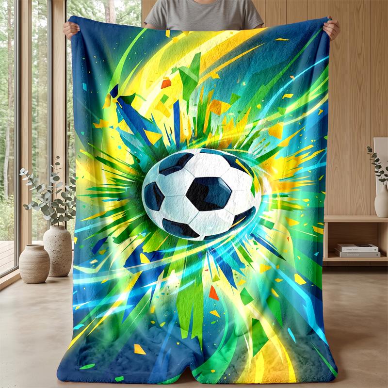 Soccer Ball Energy Burst 2 Theme blanket Lightweight Warm Flannel Blanket Decorative Throw Blanket for Home Decoration