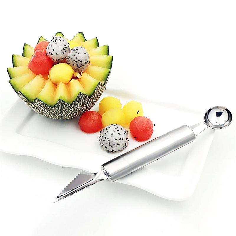 Fruit Spoon Digging Double Headed Stainless Steel Portable Multifunctional Melon Baller Scoop DIY Fruit Platter Ball Tool TMZ 4