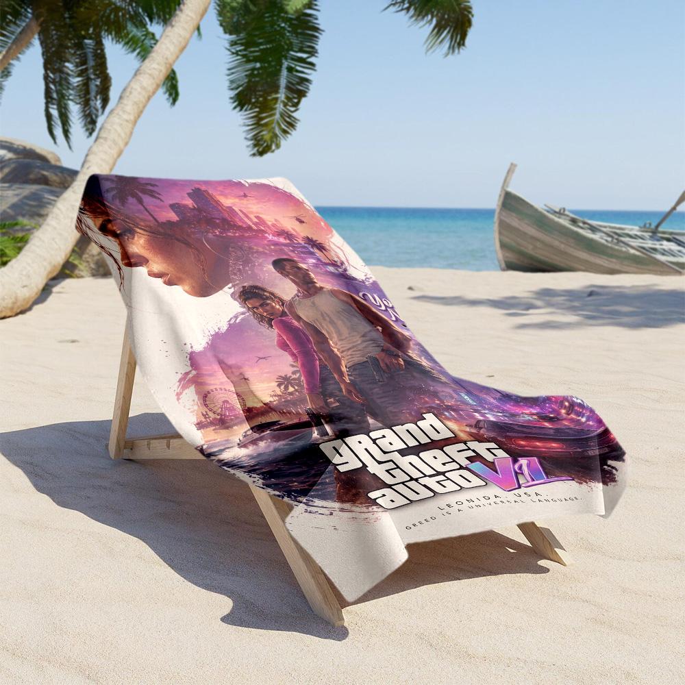 Grand Theft Auto Customize Your Name Beach Towel High Absorbency & Quick-Dry Perfect for Traveling Yoga Camping and Swimming