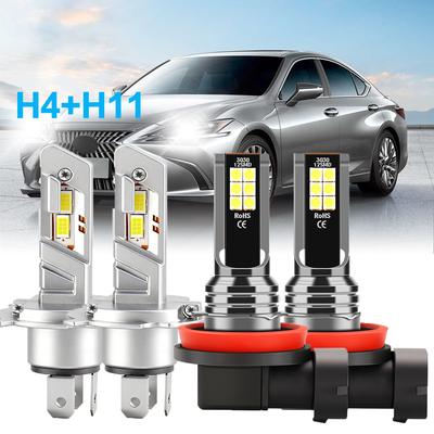 4PCS Universal LED Canbus Headlight H4 Hi/Lo Beam Upgrade CSP 3570 Chip Highlight Car Light Bulb H11 Auto Fog Light Kits