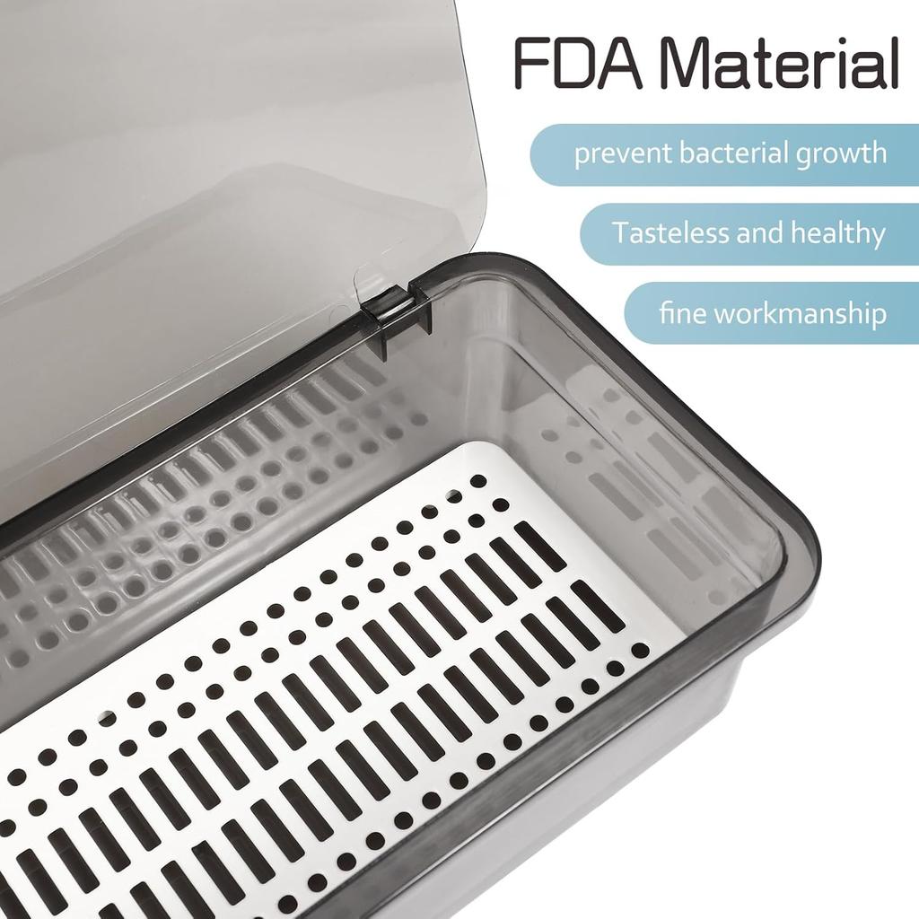 Flatware Trays with Lid 3 Pcs Cutlery Chopsticks Organizer Drain rack for Kitchen Drawer, Silverware Holder Storage Box with Cover, Utensil Drawer