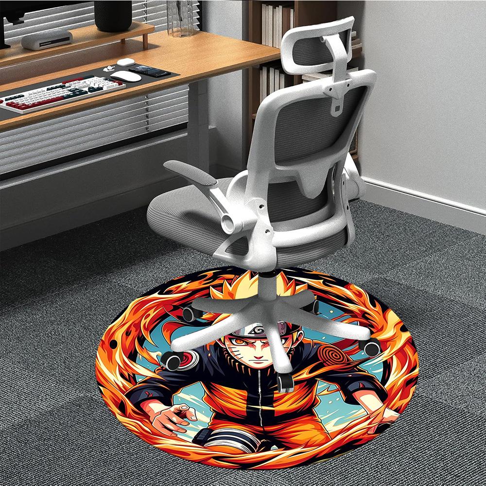 1pc Naruto Chair Carpet for Office Non-Slip, Soft & Comfortable, Carpet for Office, Gaming, Lightweight Round Floor Mat
