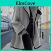 Jacke Winter Herbst Damen Locker Farbabstimmung Revers Langarm Kontrastfarbe Mittellang Taschen Strickjacke Dick Warm Dame Streetwear Mantel