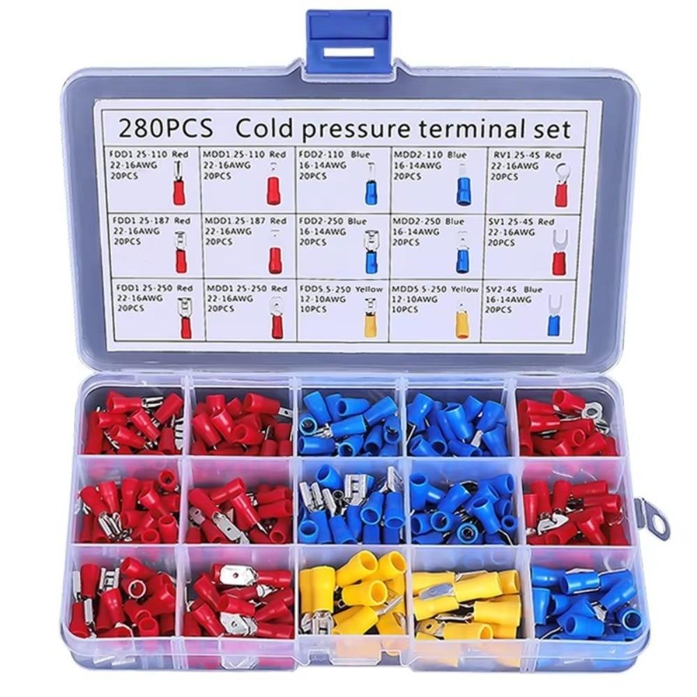 280pcs Tinplate Crimp Terminals OT Type Cold Pressure Terminal Set  Electrical Connection