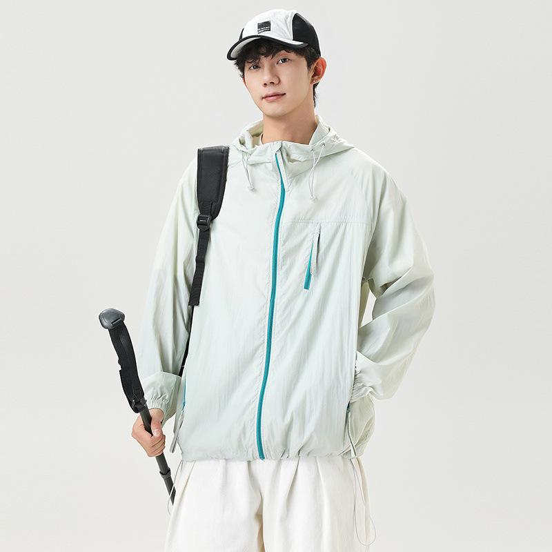Sunshade ice silk sunscreen clothing upf10 + breathable and light UV protection hooded sunscreen clothing outdoor fishing skin clothing