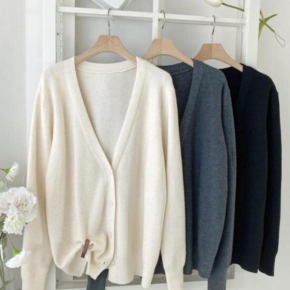 New ArriVals Open Run Loose Fit V Neck Cardigan Ribbed Knit