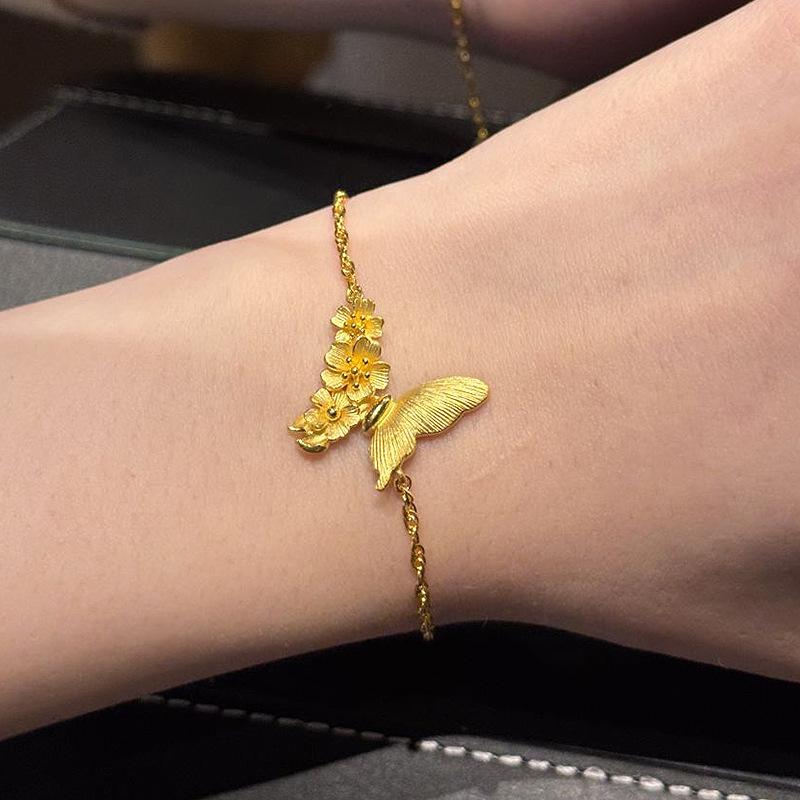 Dreamy and exquisite fashion Female bracelet pendant retro brushed butterfly flower asymmetrical bangles wedding