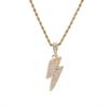 Trendy European & American Zircon Lightning Pendant Necklace: High-End, Personalized Hip Hop Chain for Men