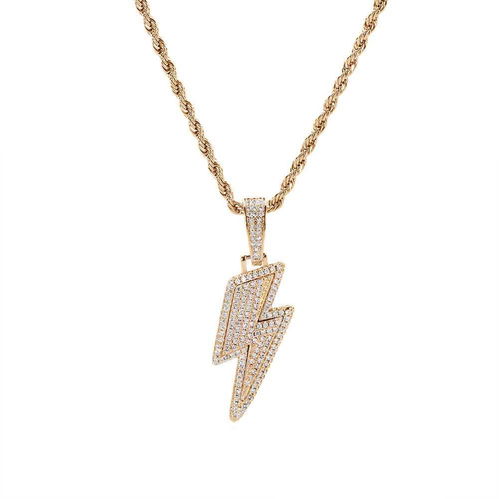 Trendy European & American Zircon Lightning Pendant Necklace: High-End, Personalized Hip Hop Chain for Men