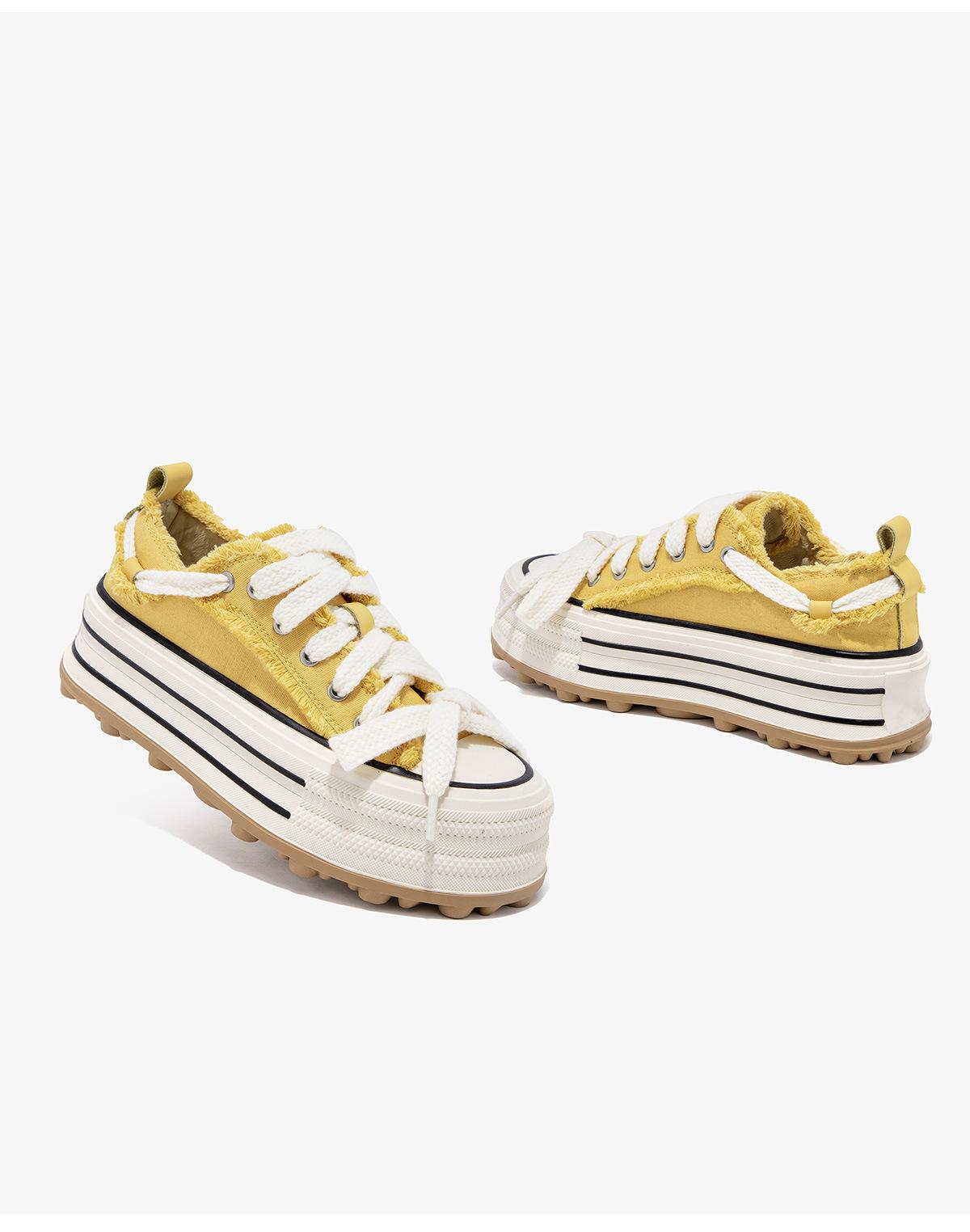 

Кремово-желтые туфли на платформе с низким верхом из парусины, женские шикарные корейские туфли для сёрфинга, тонкие универсальные маленькие белые туфли 42 жёлтый