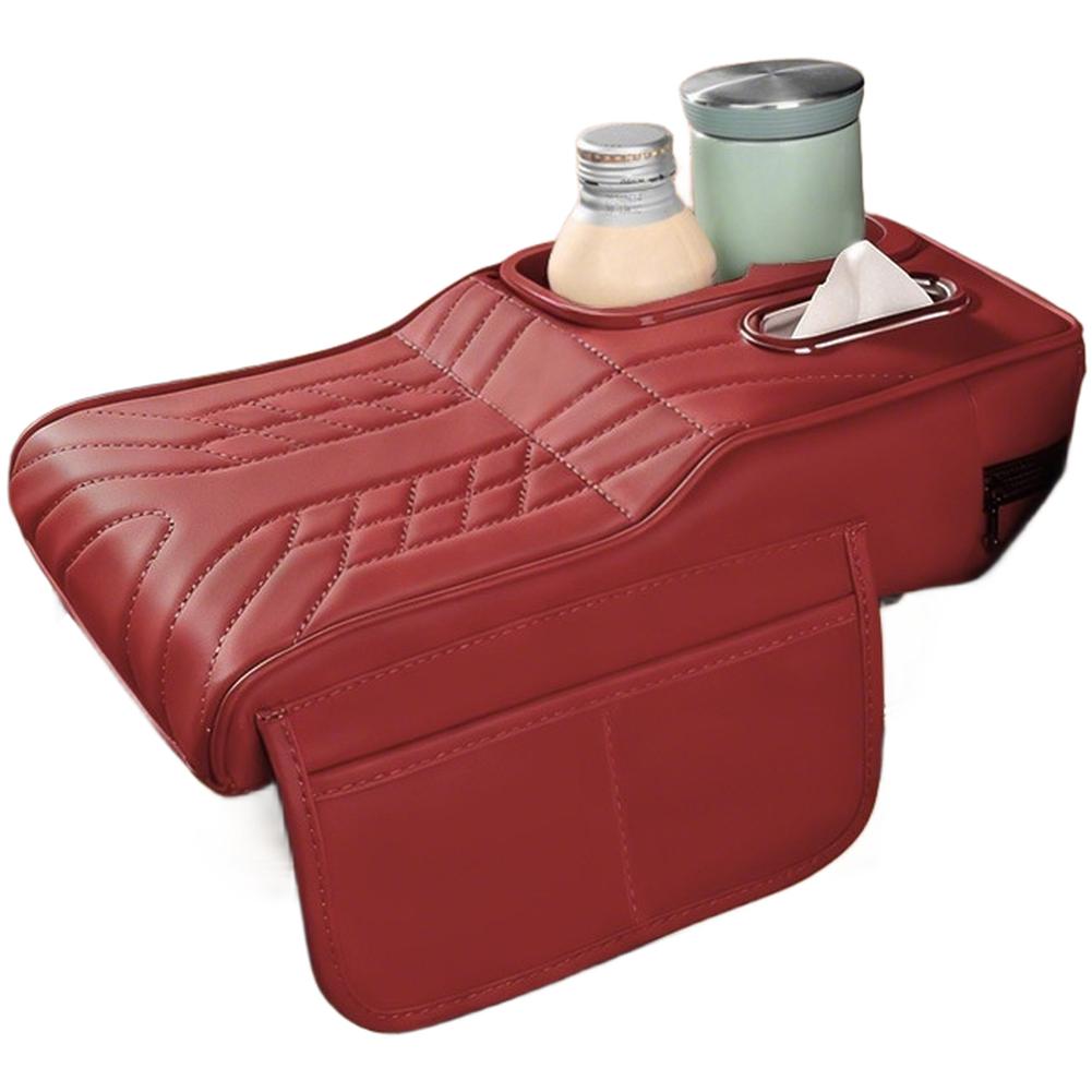 Car Armrest Box Height Increase Cushion Pad With Cup Holder & Storage Organizer Adjustable Automotive Interior Accessories