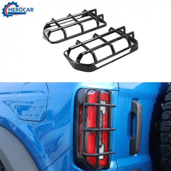 Car Rear Tail Light LED Lamp Cover Trim Moldings for Ford Bronco 21+Carbon Fiber