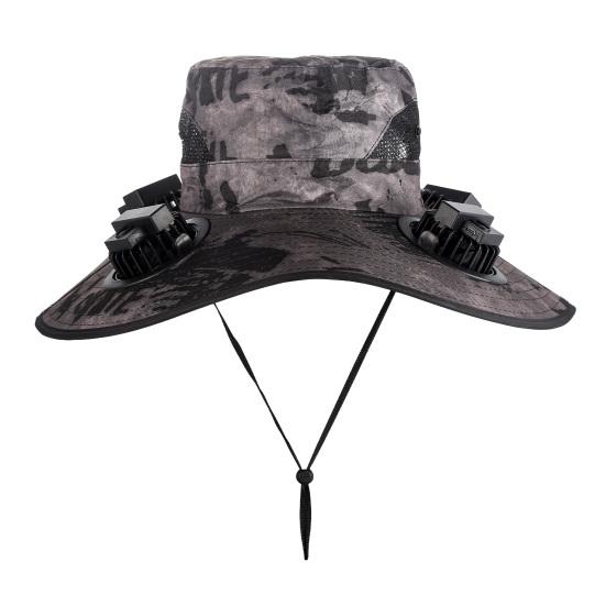 Sun Hat Unisex Ventilated Bucket Hat with Built-in Battery Panel Adjustable
