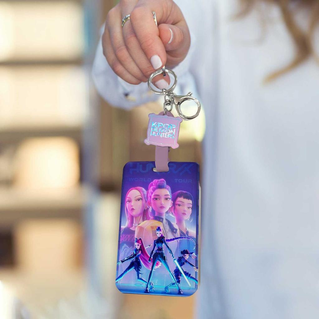 Push-pull Sliding Card Holder Acrylic Decorative Keychain Automatic Retractable Rope