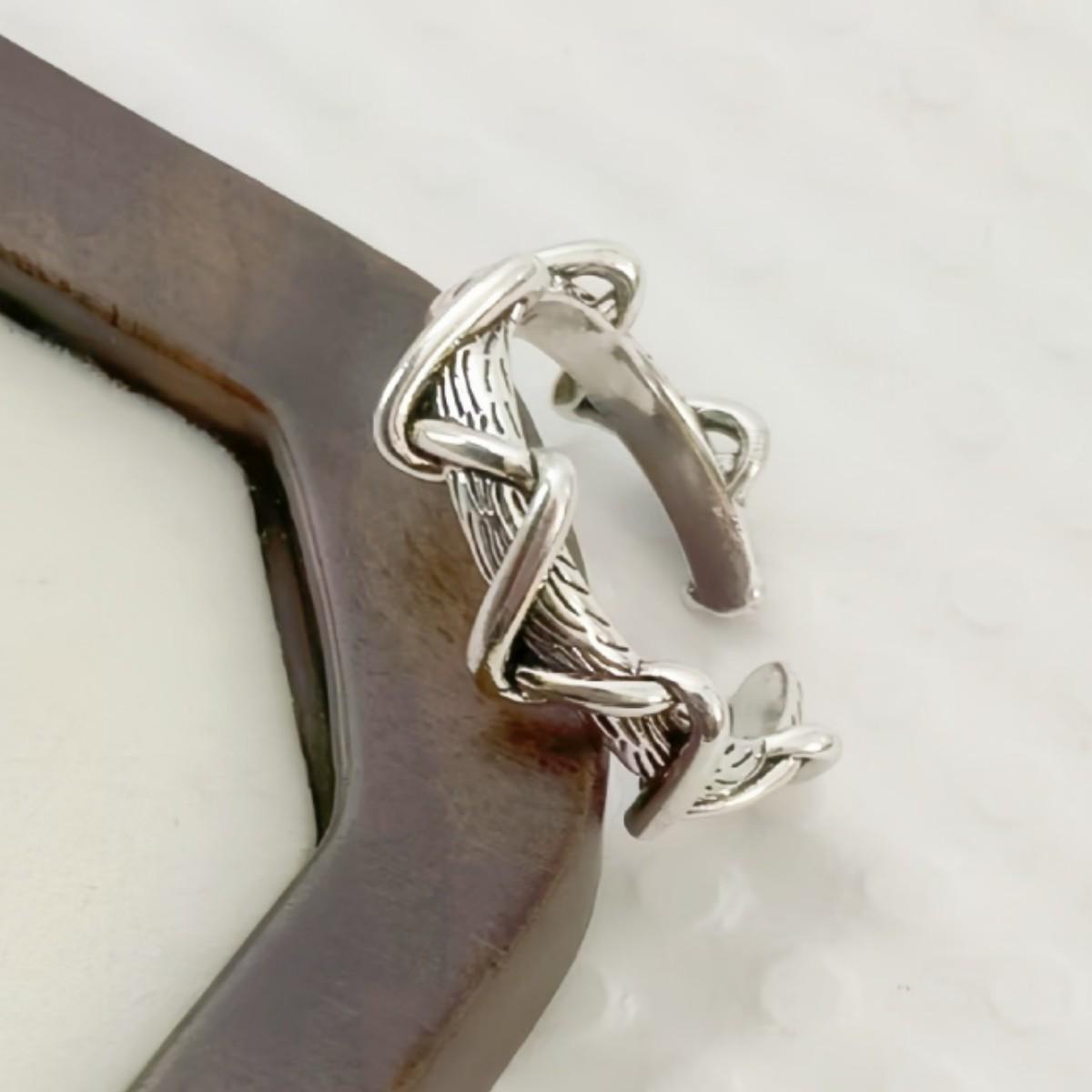 Korean Style Wave Finger Ring with Niche Design античный серебряного