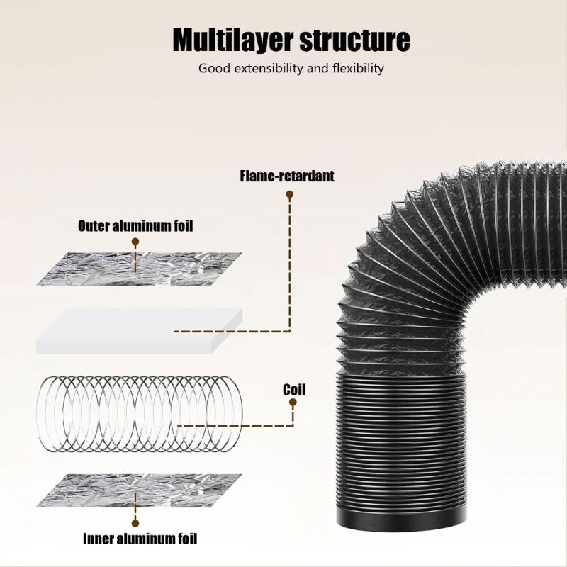 Pack of 1 Ventilation Duct Kit Including 2 Clamps and Tape for Dryer and Bathroom Easy Installation